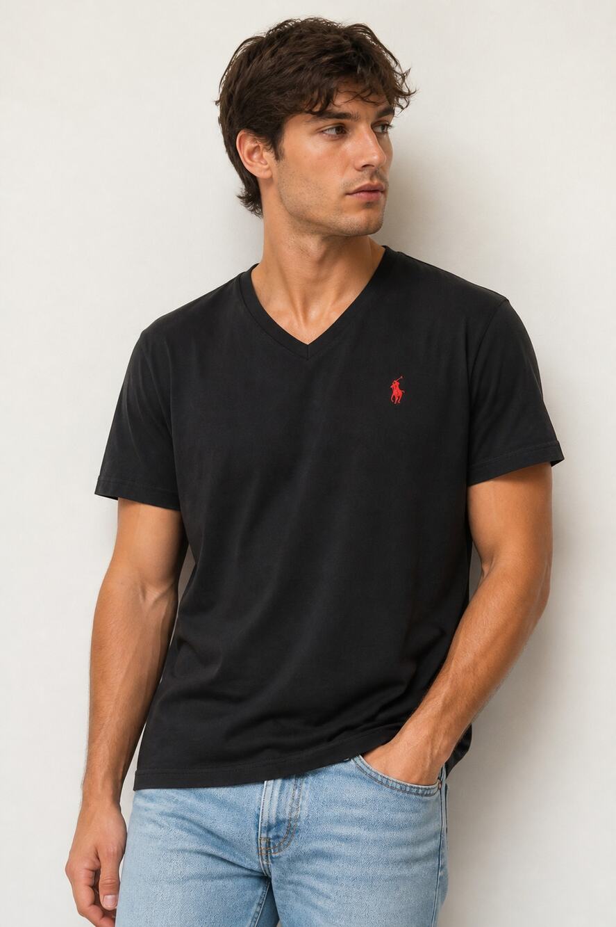 Polo Ralph Lauren Men's Black V-Neck Pony Logo T-Shirt XL